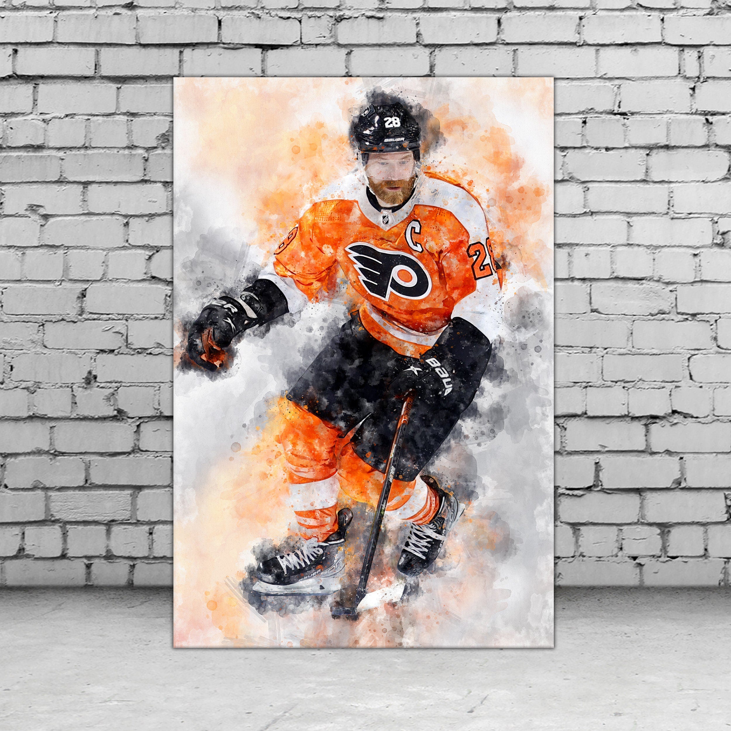 Claude Giroux watercolor, Philadelphia Flyers wall art, Philadelphia Flyers Stanley Cup, Claude Giroux Poster, Flyers hockey art wall - Image 3