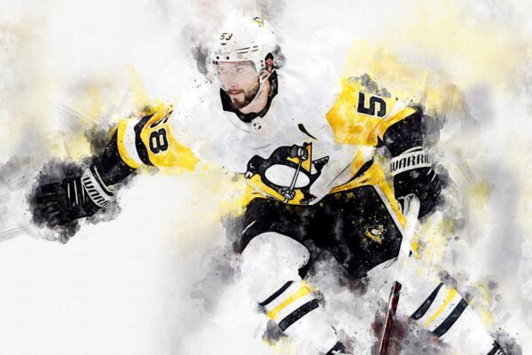 Kris Letang watercolor, Pittsburg Penguins wall art, Penguins Stanley Cup, Kris Letang Poster, Pittsburg Penguins hockey art wall - Image 2