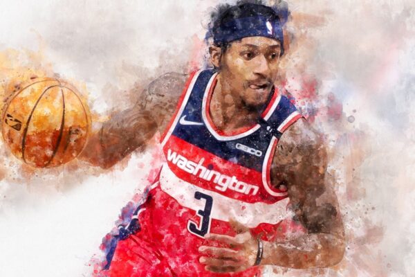 Bradley Beal watercolor, Wizards wall art, Washington Wizards NBA Championship winner Canvas, Bradley Beal Washinton Wizards art wall - Image 2