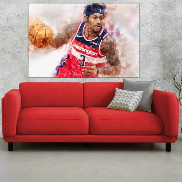 Bradley Beal watercolor, Wizards wall art, Washington Wizards NBA Championship winner Canvas, Bradley Beal Washinton Wizards art wall - Image 3