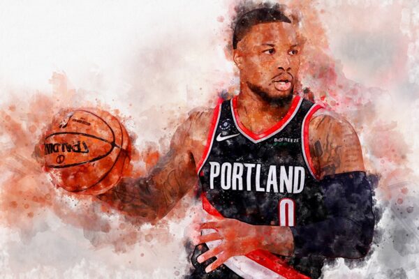 Damian Lillard watercolor, Trail Blazers wall art, Trail Blazers NBA Championship winner Canvas, Damian Lillard Trail Blazers art wall - Image 2
