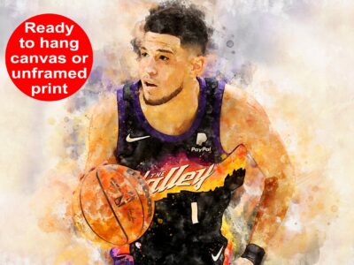 Devin Booker watercolor, Phoenix Suns wall art, Phoenix Suns NBA Championship winner Canvas, Devin Booker Phoenix Suns art wall