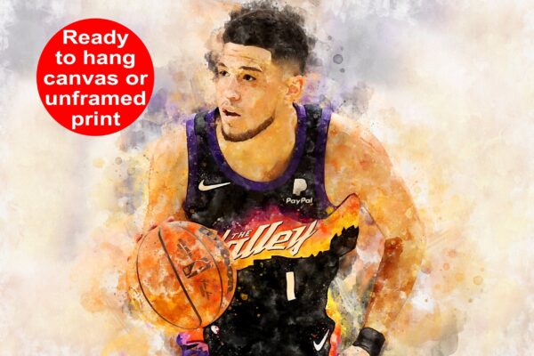 Devin Booker watercolor, Phoenix Suns wall art, Phoenix Suns NBA Championship winner Canvas, Devin Booker Phoenix Suns art wall