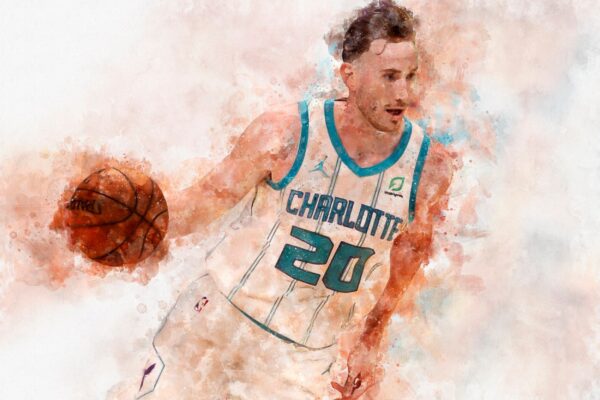 Gordon Hayward watercolor, Charlotte Hornets wall art, Hornets NBA Championship winner Canvas, Gordon Hayward Charlotte Hornets art wall - Image 2