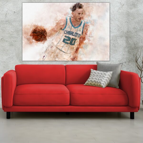 Gordon Hayward watercolor, Charlotte Hornets wall art, Hornets NBA Championship winner Canvas, Gordon Hayward Charlotte Hornets art wall - Image 3
