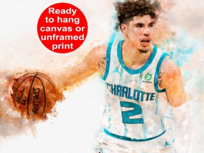 LaMelo Ball watercolor, Charlotte Hornets wall art, Hornets NBA Championship winner Canvas, LaMelo Ball Charlotte Hornets art wall