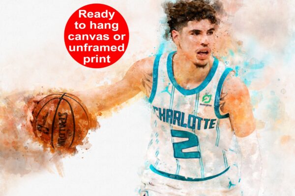 LaMelo Ball watercolor, Charlotte Hornets wall art, Hornets NBA Championship winner Canvas, LaMelo Ball Charlotte Hornets art wall