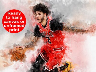Lonzo Ball watercolor, Chicago Bulls wall art, Chicago Bulls NBA Championship winner Canvas, Lonzo Ball Chicago Bulls art wall