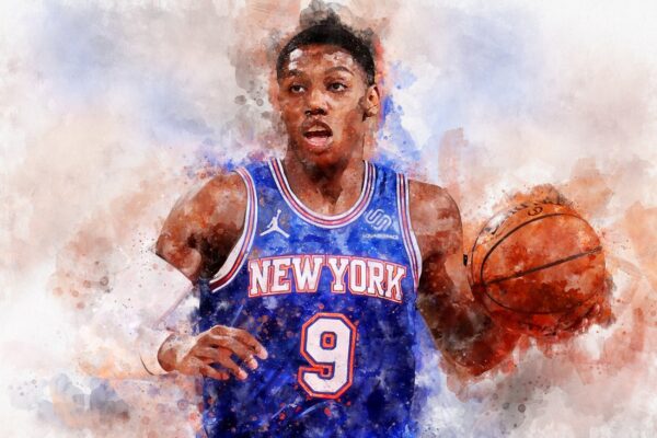 RJ Barrett watercolor, New York Knicks wall art, New York Knicks NBA Championship winner Canvas, RJ Barrett New York Knicks art wall - Image 2