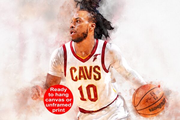 Darius Garland watercolor, Cleveland Cavaliers  wall art, Canvas, Darius Garland poster wall art