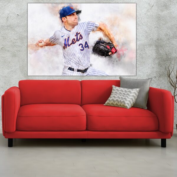 Max Scherzer New York Mets canvas,  Max Scherzer wall art, New York Mets Canvas, Max Scherzer  Poster wall art - Image 2
