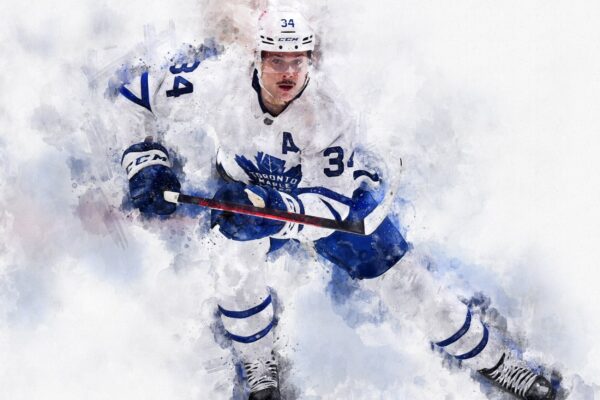 Auston Matthews watercolor, Toronto Maple Leafs wall art,Maple Leafs Stanley Cup, Auston Matthews Poster, Maple Leafs hockey art wall - Image 2