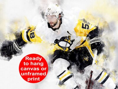 Kris Letang watercolor, Pittsburg Penguins wall art, Penguins Stanley Cup, Kris Letang Poster, Pittsburg Penguins hockey art wall