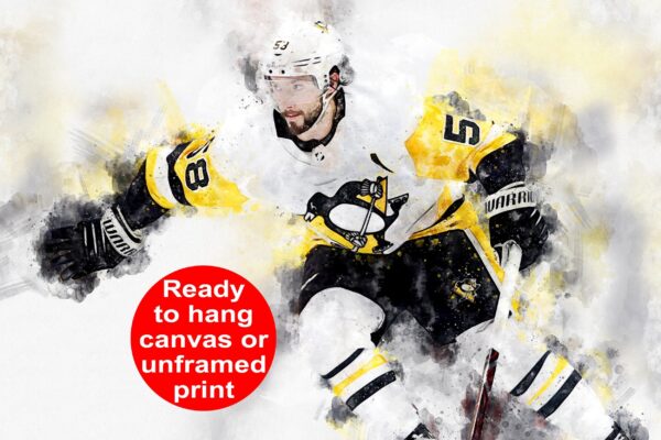 Kris Letang watercolor, Pittsburg Penguins wall art, Penguins Stanley Cup, Kris Letang Poster, Pittsburg Penguins hockey art wall