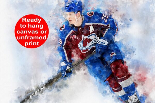 Nathan MacKinnon watercolor, Colorado Avalanche wall art, Avalanche Stanley Cup, Nathan Mackinnon Poster, Colorado Avalanche hockey art wall