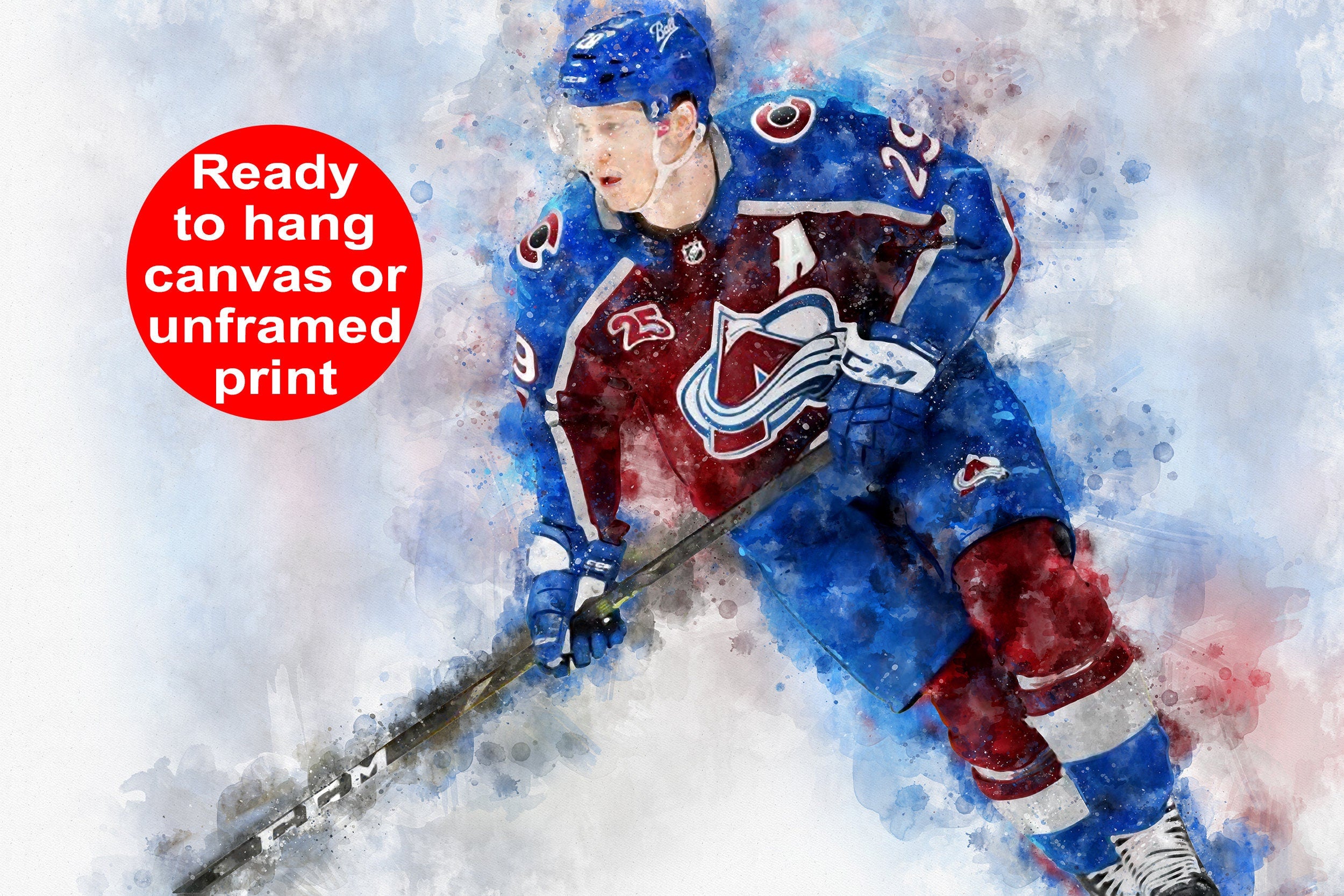 Nathan MacKinnon watercolor, Colorado Avalanche wall art, Avalanche Stanley Cup, Nathan Mackinnon Poster, Colorado Avalanche hockey art wall