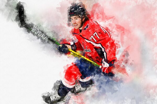 TJ Oshie watercolor, Washington Capitals wall art, Capitals Stanley Cup, TJ Oshie Poster, Washington Capitals hockey art wall - Image 2