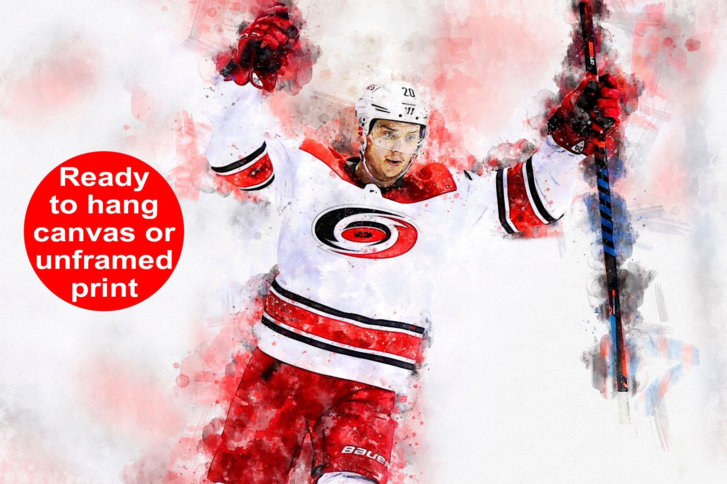 Sebastian Aho watercolor, Carolina Hurricanes wall art, Hurricanes Stanley Cup, Sebastian Aho Poster, Carolina Hurricanes hockey art wall