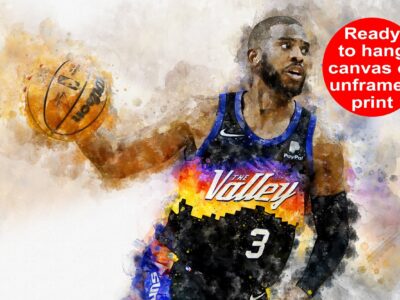 Chris Paul watercolor, Phoenix Suns wall art, Phoenix Suns NBA Championship winner Canvas, Chris Paul Phoenix Suns art wall