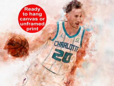 Gordon Hayward watercolor, Charlotte Hornets wall art, Hornets NBA Championship winner Canvas, Gordon Hayward Charlotte Hornets art wall