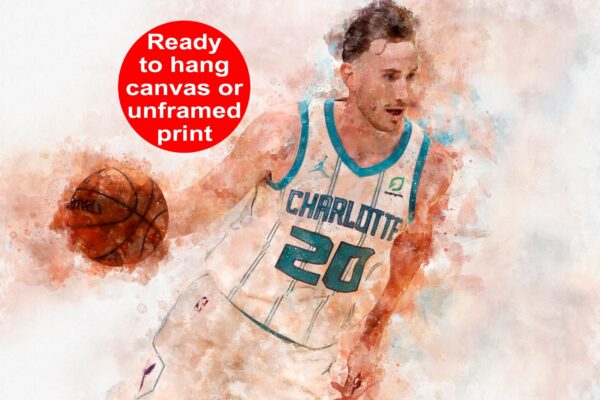 Gordon Hayward watercolor, Charlotte Hornets wall art, Hornets NBA Championship winner Canvas, Gordon Hayward Charlotte Hornets art wall
