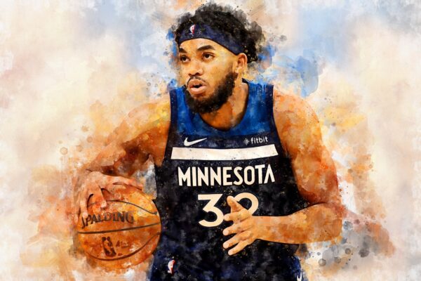 Karl Anthony-Towns watercolor, Timberwolves wall art, Timberwolves NBA Championship winner Canvas, Karl Anthony-Towns Timberwolves art wall - Image 2