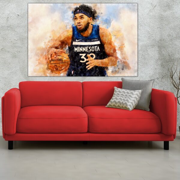 Karl Anthony-Towns watercolor, Timberwolves wall art, Timberwolves NBA Championship winner Canvas, Karl Anthony-Towns Timberwolves art wall - Image 3