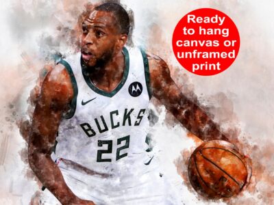 Khris Middleton watercolor, Milwaukee Bucks wall art, Bucks NBA Championship winner Canvas, Khris Middleton Bucks art wall