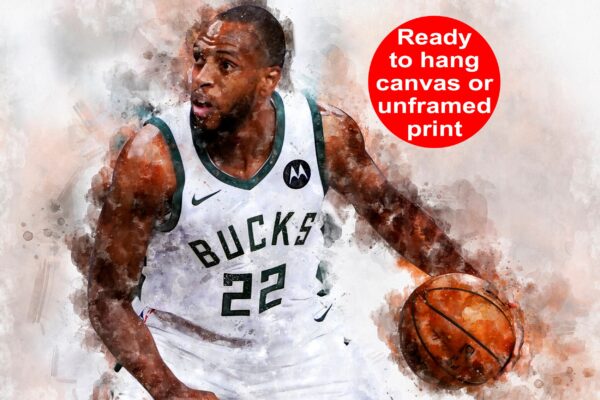 Khris Middleton watercolor, Milwaukee Bucks wall art, Bucks NBA Championship winner Canvas, Khris Middleton Bucks art wall