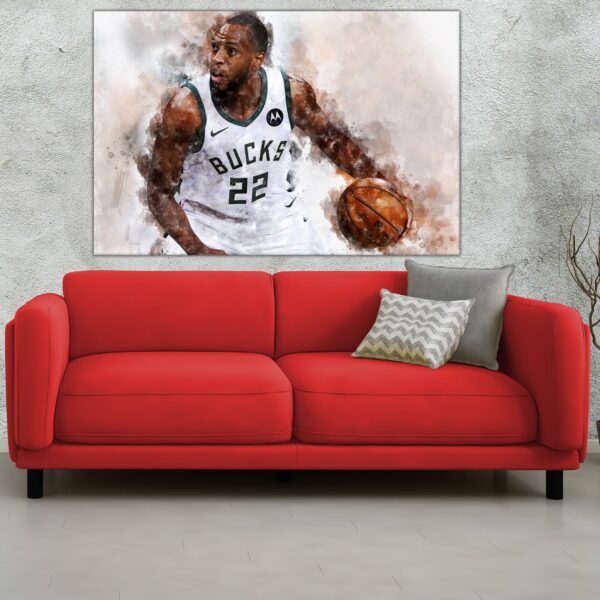Khris Middleton watercolor, Milwaukee Bucks wall art, Bucks NBA Championship winner Canvas, Khris Middleton Bucks art wall - Image 3