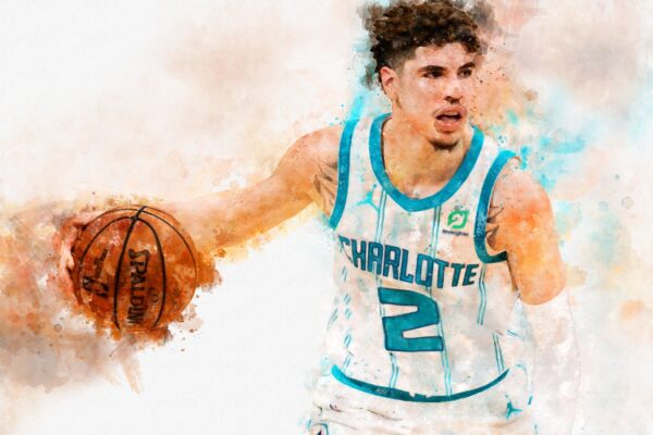 LaMelo Ball watercolor, Charlotte Hornets wall art, Hornets NBA Championship winner Canvas, LaMelo Ball Charlotte Hornets art wall - Image 2