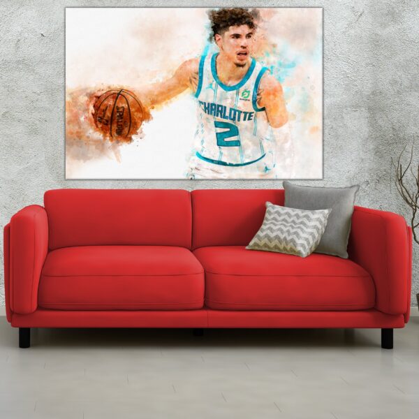 LaMelo Ball watercolor, Charlotte Hornets wall art, Hornets NBA Championship winner Canvas, LaMelo Ball Charlotte Hornets art wall - Image 3