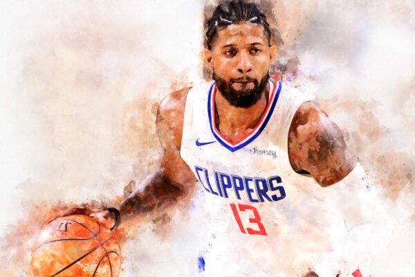 Paul George watercolor, L.A. Clippers wall art, L.A. Clippers NBA Championship winner Canvas, Paul George Los Angeles Clippers art wall - Image 2