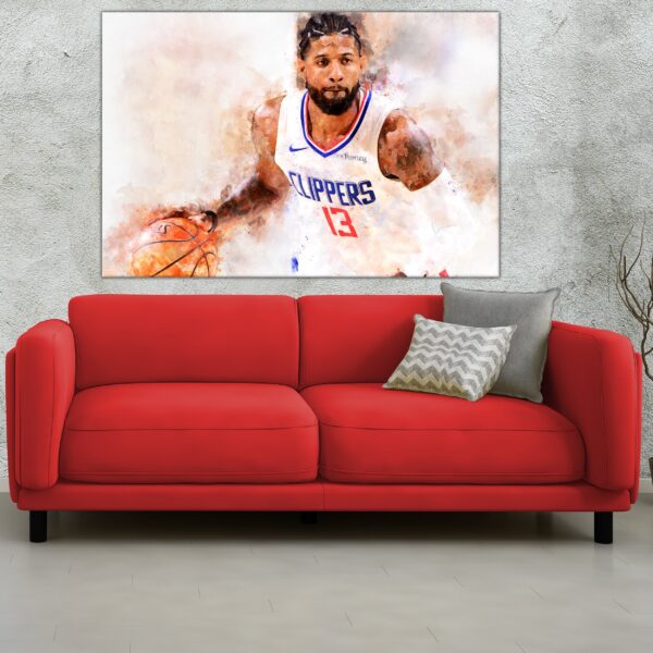 Paul George watercolor, L.A. Clippers wall art, L.A. Clippers NBA Championship winner Canvas, Paul George Los Angeles Clippers art wall - Image 3