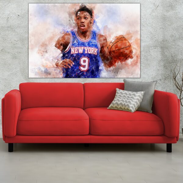 RJ Barrett watercolor, New York Knicks wall art, New York Knicks NBA Championship winner Canvas, RJ Barrett New York Knicks art wall - Image 3