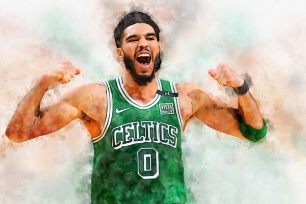 Jayson Tatum watercolor, Boston Celtics wall art, Boston Celtics NBA Championship winner Canvas, Jayson Tatum Boston Celtics art wall - Image 2