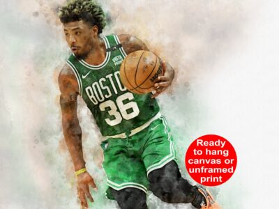Marcus Smart watercolor, Boston Celtics wall art, Boston Celtics NBA Championship winner Canvas, Marcus Smart Boston Celtics art wall