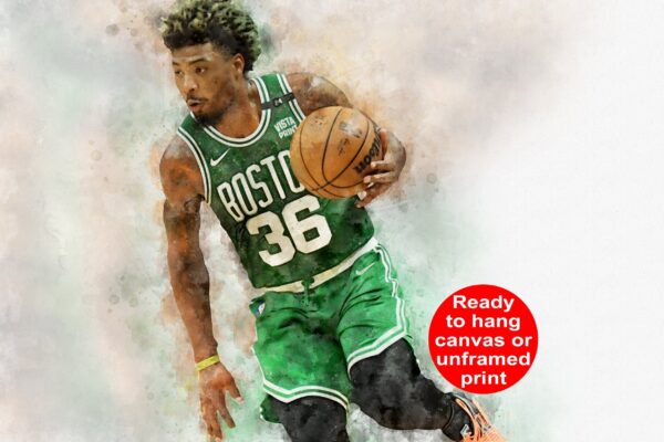 Marcus Smart watercolor, Boston Celtics wall art, Boston Celtics NBA Championship winner Canvas, Marcus Smart Boston Celtics art wall