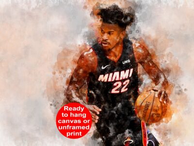 Jimmy Butler watercolor, Miami heat wall art, Miami Heat NBA Championship winner Canvas, Jimmy Butler Miami Heat art wall