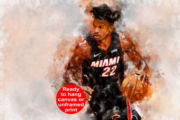 Jimmy Butler watercolor, Miami heat wall art, Miami Heat NBA Championship winner Canvas, Jimmy Butler Miami Heat art wall
