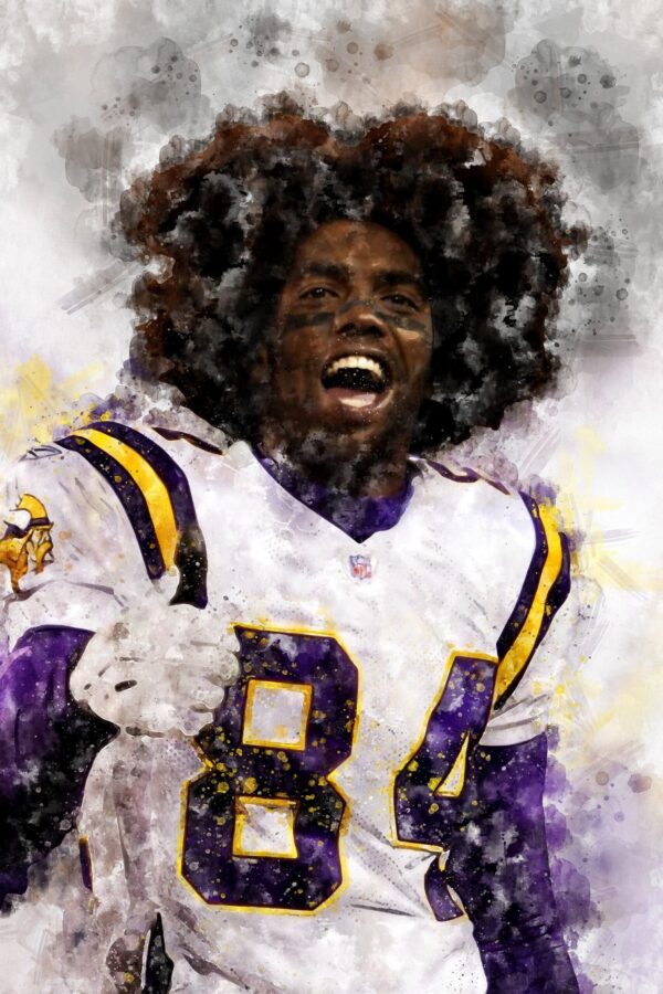 Randy Moss watercolor, Minnesota Vikings wall art, Minnesota Vikings Randy Moss Poster. Canvas, Randy Moss Minnesota Vikings wall art - Image 2