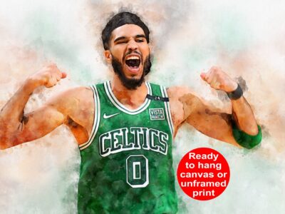 Jayson Tatum watercolor, Boston Celtics wall art, Boston Celtics NBA Championship winner Canvas, Jayson Tatum Boston Celtics art wall
