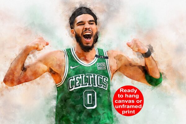 Jayson Tatum watercolor, Boston Celtics wall art, Boston Celtics NBA Championship winner Canvas, Jayson Tatum Boston Celtics art wall