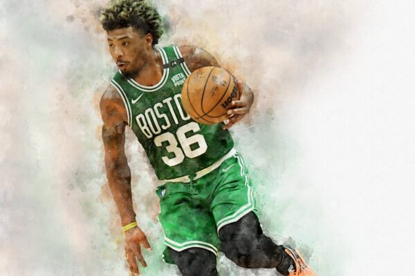 Marcus Smart watercolor, Boston Celtics wall art, Boston Celtics NBA Championship winner Canvas, Marcus Smart Boston Celtics art wall - Image 2