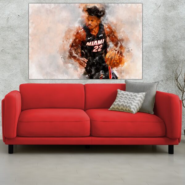 Jimmy Butler watercolor, Miami heat wall art, Miami Heat NBA Championship winner Canvas, Jimmy Butler Miami Heat art wall - Image 2