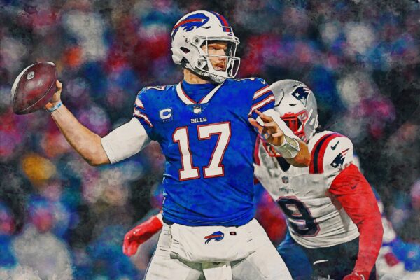 Josh Allen watercolor, Buffalo Bills wall art, Buffalo Bills Josh Allen Poster. Canvas,  Josh Allen Buffalo Bills wall art - Image 3