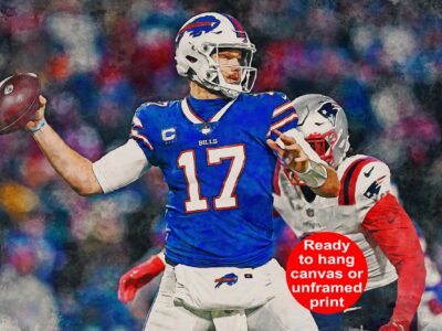 Josh Allen watercolor, Buffalo Bills wall art, Buffalo Bills Josh Allen Poster. Canvas,  Josh Allen Buffalo Bills wall art