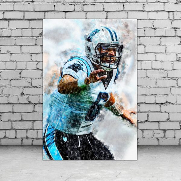 NEW Baker Mayfield watercolor, Carolina Panthers wall art, Carolina Panthers Football Canvas, Baker Mayfield Carolina wall art