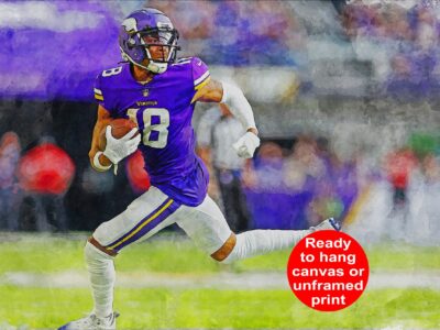 Justin Jefferson watercolor, Minnesota Vikings wall art, Minnesota Vikings , Justin Jefferson  Poster. Canvas, Justin Jefferson  Vikings