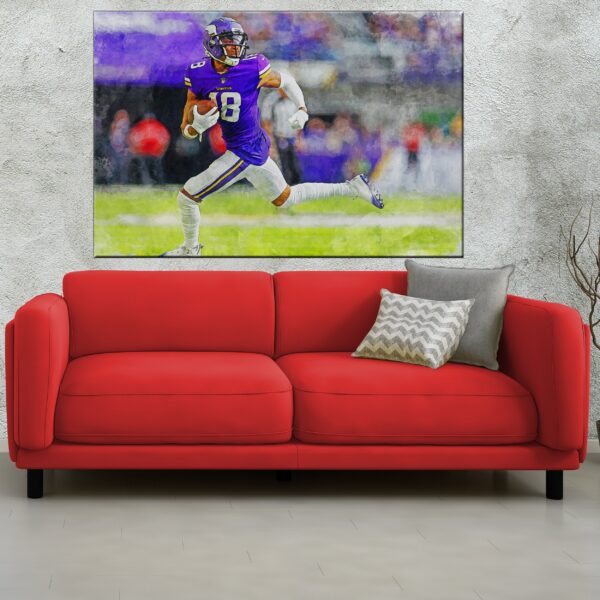Justin Jefferson watercolor, Minnesota Vikings wall art, Minnesota Vikings , Justin Jefferson  Poster. Canvas, Justin Jefferson  Vikings - Image 2